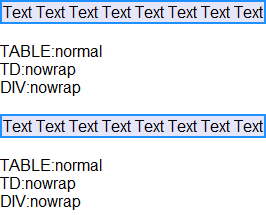 non IE6/7 IE8(Q) TD nowrap with
                    width